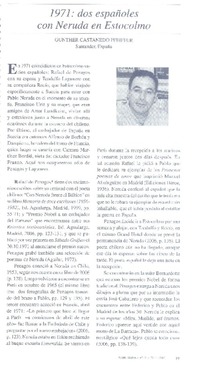 1971: dos españoles con Neruda en Estocolmo  [artículo] Gunther Castanedo Pfeiffer.
