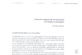 Trento: los márgenes de un manuscrito de Leónidas Lamboghini  [artículo] Carolina Repetto.