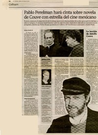 Pablo Perelman hará cinta sobre novela de Couve con estrella del cine mexicano  [artículo] Rodrigo González M.