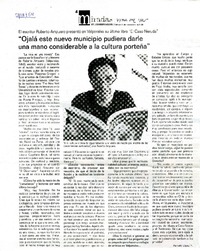 "Ojalá este nuevo municipio pudiera darle una mano considerable a la cultura porteña"  [artículo] Marcelo López M.
