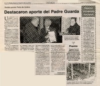 Destacaron aporte del Padre Guarda  [artículo] Alejandro López N.