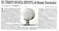 El tiempo nunca estuvo, de Renato Yrarrázabal  [artículo] Edgardo Alarcón Romero.
