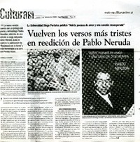 Vuelven los versos más tristes en reedición de Pablo Neruda  [artículo] Daniella Girardi.