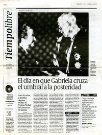 El día en que Gabriela cruza el umbral a la posteridad.  [artículo]