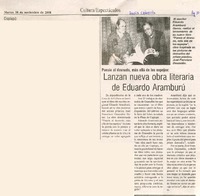 Lanzan nueva obra literaria de Eduardo Aramburú.  [artículo]