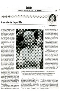 A un año de tu partida  [artículo] Soledad Alvear.