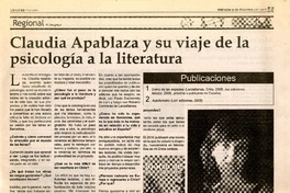 Claudia Apablaza y su viaje de la psicología a la literatura [entrevista].  [artículo]