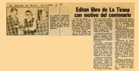 Editan libro de La Tirana con motivo del centenario  [artículo].