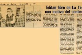 Editan libro de La Tirana con motivo del centenario  [artículo].