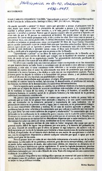 Juan Carlos Ossandón Valdés, "Aprendiendo a pensar"  [artículo] Mirko Skarica.