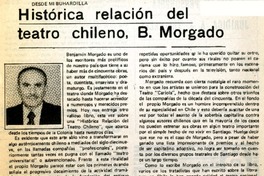 Histórica relación del teatro chileno, B. Morgado  [artículo] Gustavo Rivera Flores.