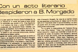 Con un acto literario despidieron a B. Morgado  [artículo].