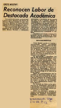 Reconocen labor de destacada académica  [artículo].