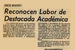 Reconocen labor de destacada académica  [artículo].