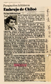 Embrujo de Chiloé  [artículo] Juan Guillermo Prado.