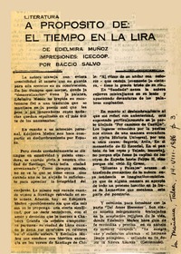 A propósito de "El tiempo en la lira"  [artículo] Baccio Salvo.