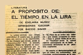 A propósito de "El tiempo en la lira"  [artículo] Baccio Salvo.