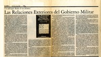 Las Relaciones exteriores del Gobierno Militar  [artículo] Andrés Benavente Urbina.