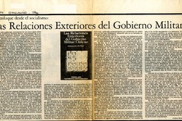 Las Relaciones exteriores del Gobierno Militar  [artículo] Andrés Benavente Urbina.