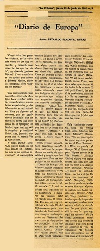 Diario de Europa  [artículo] Reinaldo Sandoval Durán.