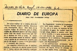 Diario de Europa  [artículo] Juan José Irarrázabal Yáñez.