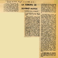 La Europa de Silverio Muñoz  [artículo] Wellington Rojas Valdebenito.
