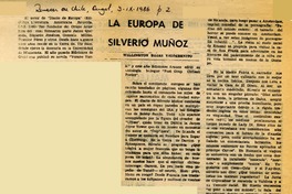 La Europa de Silverio Muñoz  [artículo] Wellington Rojas Valdebenito.