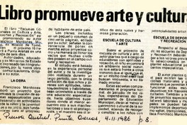 Libro promueve arte y cultura  [artículo].