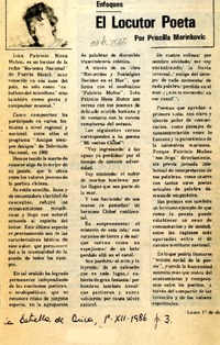 El locutor poeta  [artículo] Priscilla Marinkovic.