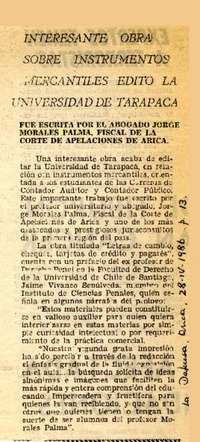 Interesante obra sobre instrumentos mercantiles editó la Universidad de Tarapacá  [artículo].