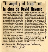 "El ángel y el brujo" en la obra de David Navarro  [artículo].