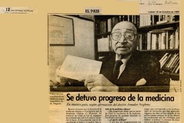 Se detuvo progreso de la medicina  [artículo].