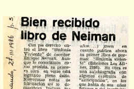 Bien recibido libro de Neiman  [artículo].