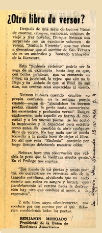 Otro libro de versos?  [artículo] Benjamín Morgado.