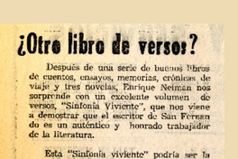 Otro libro de versos?  [artículo] Benjamín Morgado.