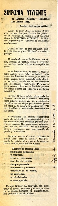 Sinfonía viviente  [artículo] José Vargas Badilla.