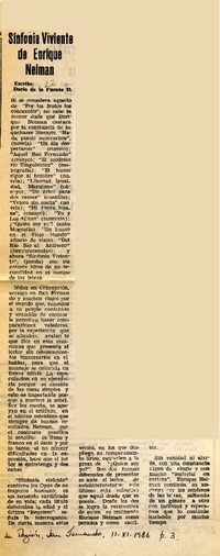 Sinfonía viviente de Enrique Neiman  [artículo] Darío de la Fuente D.
