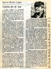 Lluvia en el sur  [artículo] Marino Muñoz Lagos.