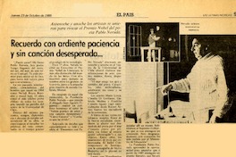 Recuerdo con ardiente paciencia y sin canción desesperada --  [artículo].