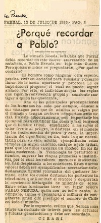Por qué recordar a Pablo?  [artículo] Cirabi.
