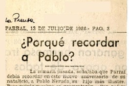 Por qué recordar a Pablo?  [artículo] Cirabi.