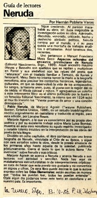 Neruda  [artículo] Hernán Poblete Varas.
