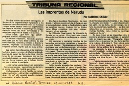 Las imprentas de Neruda  [artículo] Guillermo Chávez.
