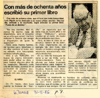 Con más de ochenta años escribió su primer libro  [artículo].