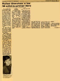 Rafael Olaechea, a los 18 editó su primer libro  [artículo] O. Cortés A.
