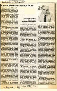 Vicuña Mackenna no deja de ser  [artículo] Carlos Ruiz-Tagle.