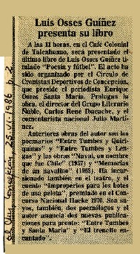 Luis Osses Guíñez presenta su libro  [artículo].