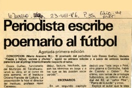 Periodista escribe poemario al fútbol  [artículo] Mario Aravena M.