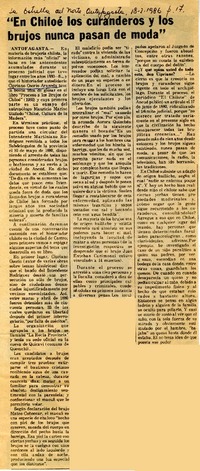 "En Chiloé los curanderos y los brujos nunca pasan de moda"  [artículo].