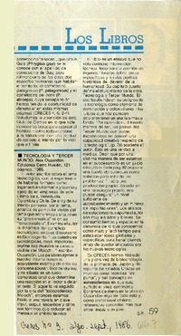 Tecnología y Tercer Mundo  [artículo] S. P.